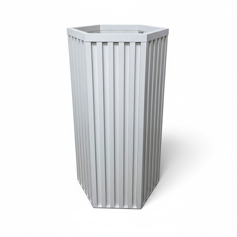 Hexagon Column Planter LG - White, 30.25" H x 16.5" W x 14.38" D, White