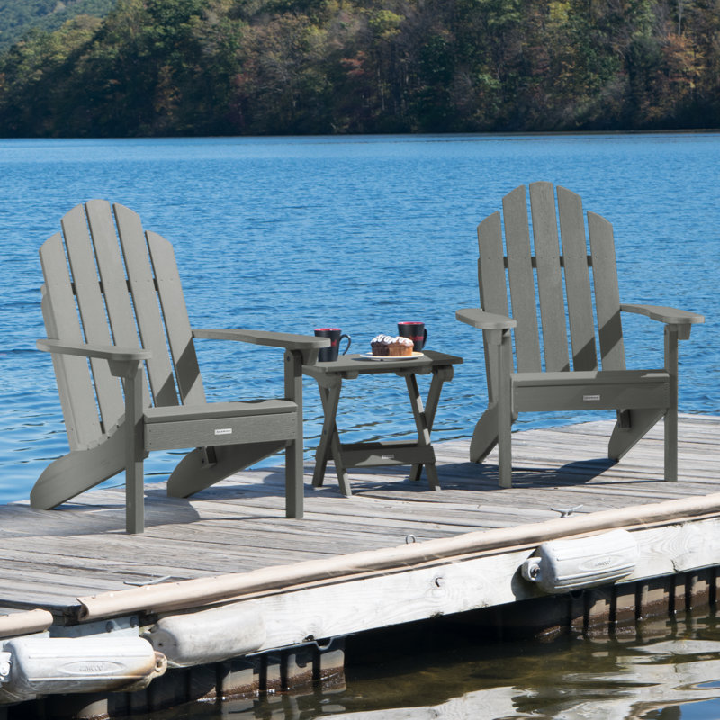 Anette Outdoor Adirondack Chair With Table, Coastal Teak