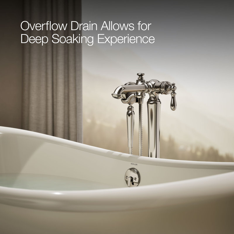 Artifacts® 66" x 33" Pedestal Soaking Cast Iron Bathtub, Biscuit