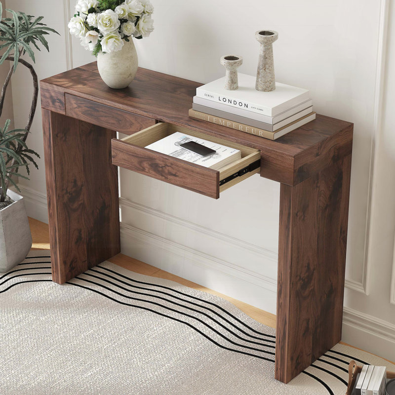Table de bar 50 po avec tiroirs doubles - grain de bois de noyer