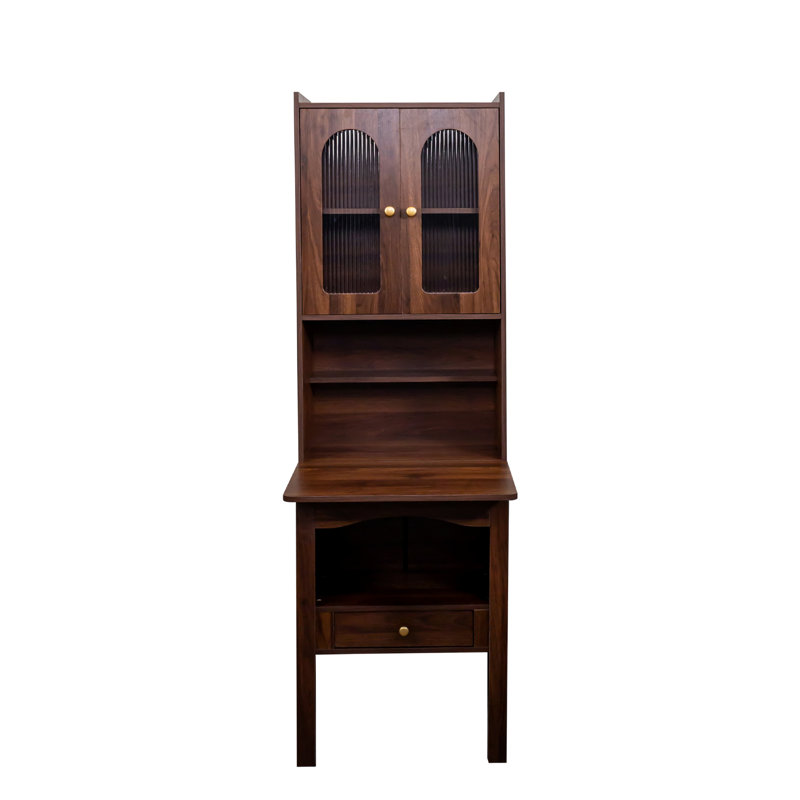 Bureau de bureau en noyer avec option de rangement pliable - tablette et tiroir
