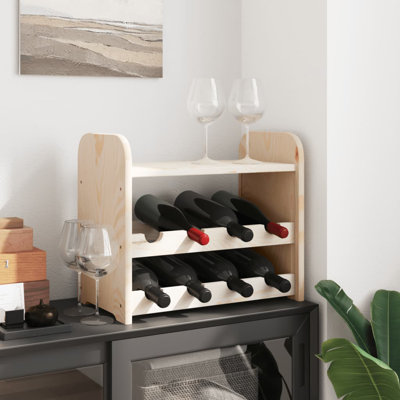 Solid Wood Floor Wine Bottle Rack Brown