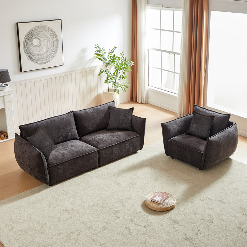 Tremica Fabric Upholstered Conversation Set, Black