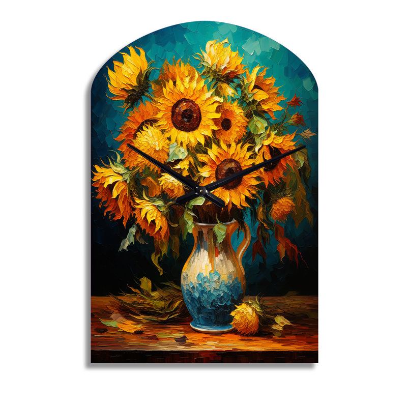 Chef-d'œuvre tournesols de Van Gogh IV - horloge en métal, impression asymétrique, Grand