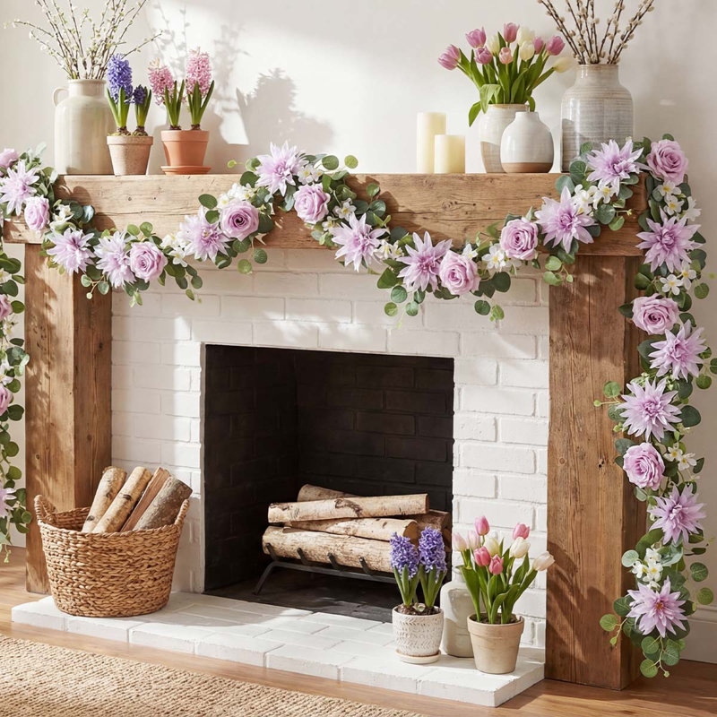 Guirlandes d'eucalyptus avec fleurs, Purple