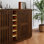 Buffet Mid-Century moderne cannelé avec support à vin et porte-verre