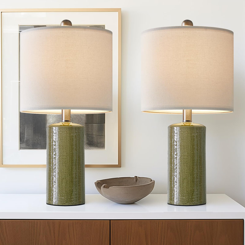 20.25" Small Table Lamps Set Of 2 Modern Ceramic Lamps For Living Room Farmhouse Bedside Lamps Boho Lamps For Night Stands Bedroom Lamps Side Table Lamps End Table Lamps
