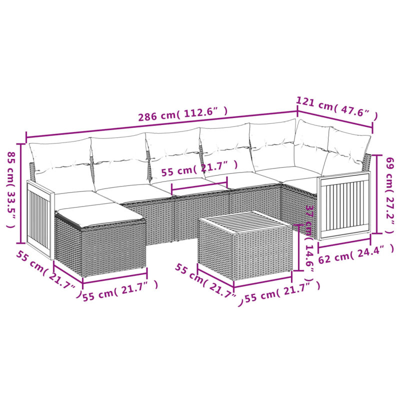Ensemble de canapé de jardin Vidaxl