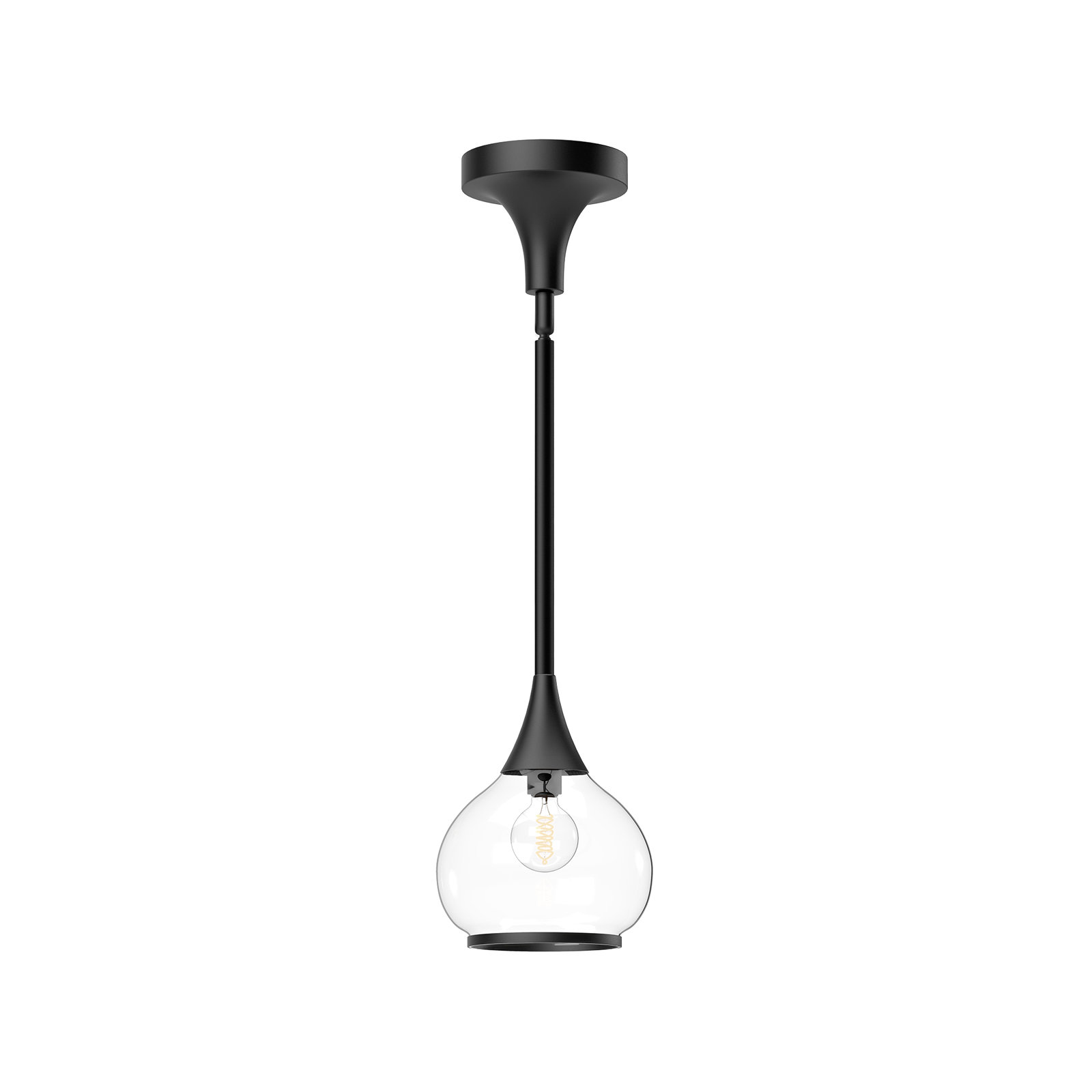 Nieve Single Light Glass Pendant, Matte Black, Clear
