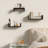 3 Piece Floating Wall Shelves Set, Multi-Room Home Storage and Decor, Jet Black Wood, Assorted Sizes for Custom Wall Organization