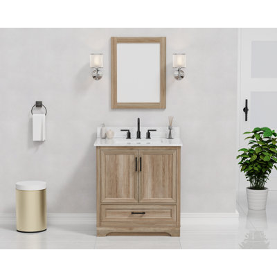 Meuble-lavabo simple 30 po avec comptoir en marbre, évier et dosseret Retford pré-assemblé Retford