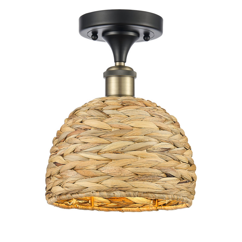 Plafonnier semi-encastré 1 lumière 16 po Tsang, H 10,25 po x l 8 po x P 8 po, Laiton antique noir