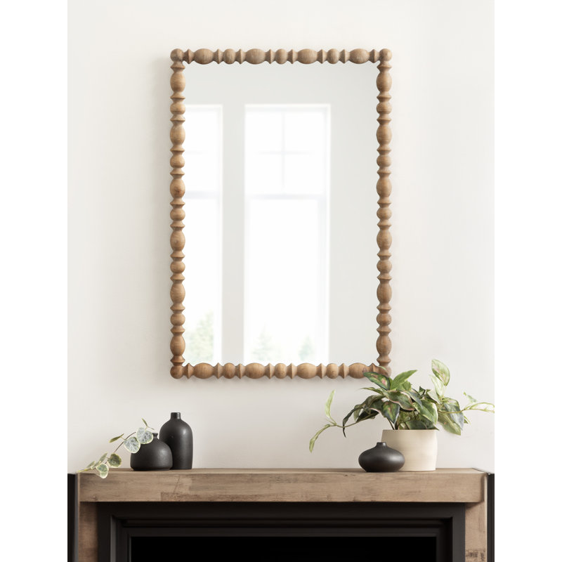 Miroir mural Eloise, Bois massif, Brun, 33.5" x 23"