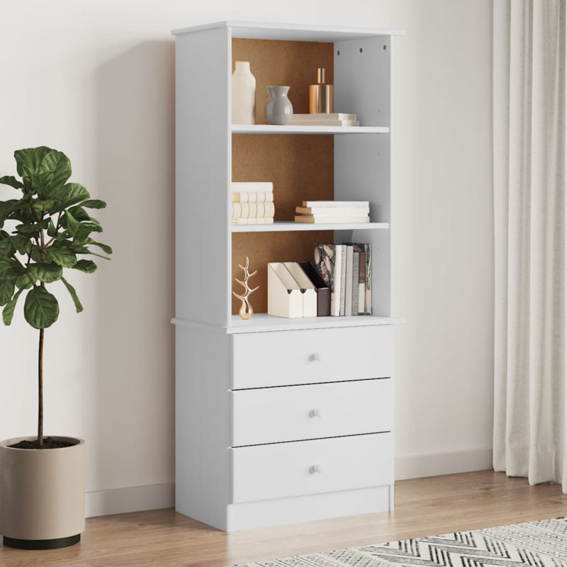 Aaleayah 142cm H x 60cm W Solid Wood Standard Bookcase, White