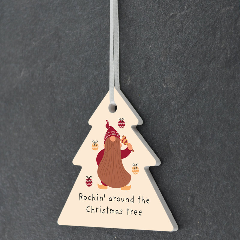 The Seasonal Aisle Rockin Christmas Tree Festive Gonk Tree Shaped Ceramic Ornament
