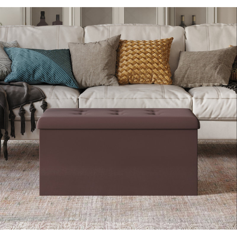 Banc de rangement rembourré Millett, Polyuréthane mauve antique