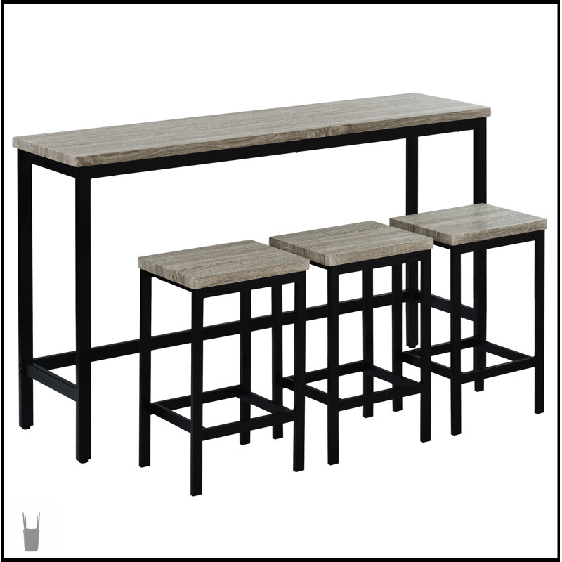 Ensemble de table de salle à manger à hauteur de comptoir extra longue avec 3 tabourets, durable et élégant pour les cuisines et les salles à manger modernes