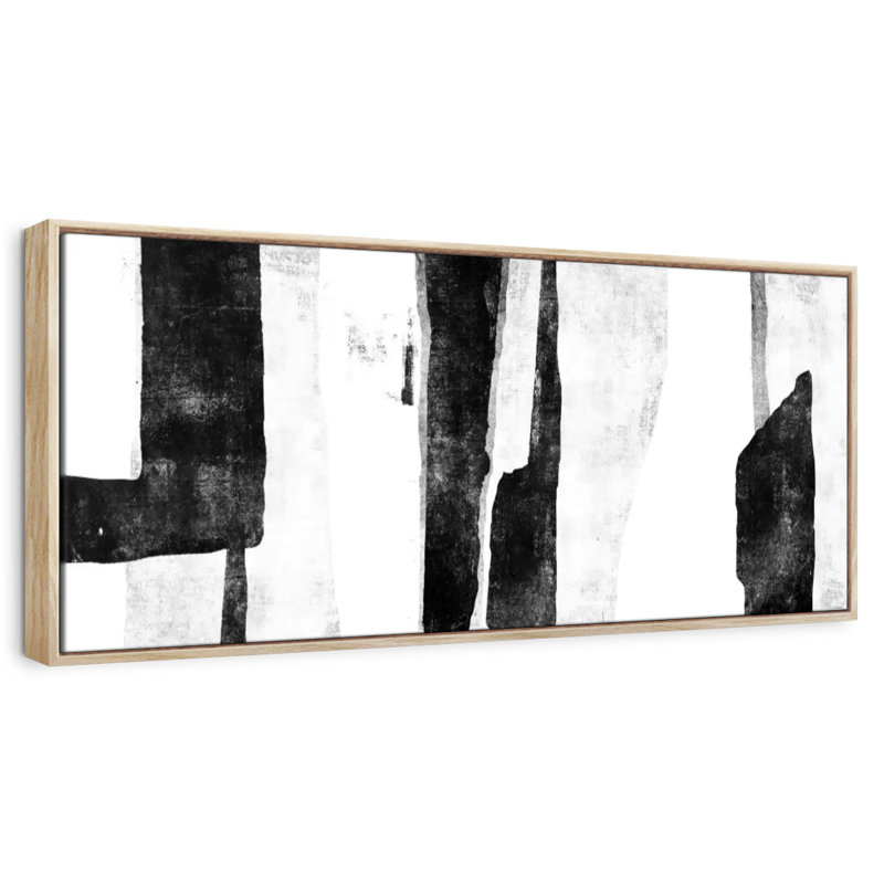 Blanc à noir Wildman II, Cadre flottant en bois naturel, 28 po x 10 po