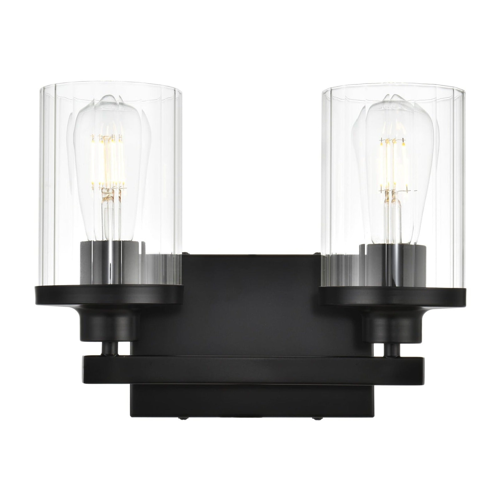 Dariela Dimmable Vanity Light, Black, 10" H x 12" W x 12" D, 2 Lights