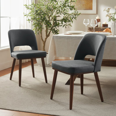 Mason Upholstered Faux Leather Side Dining Chair With Solid Wood Legs 