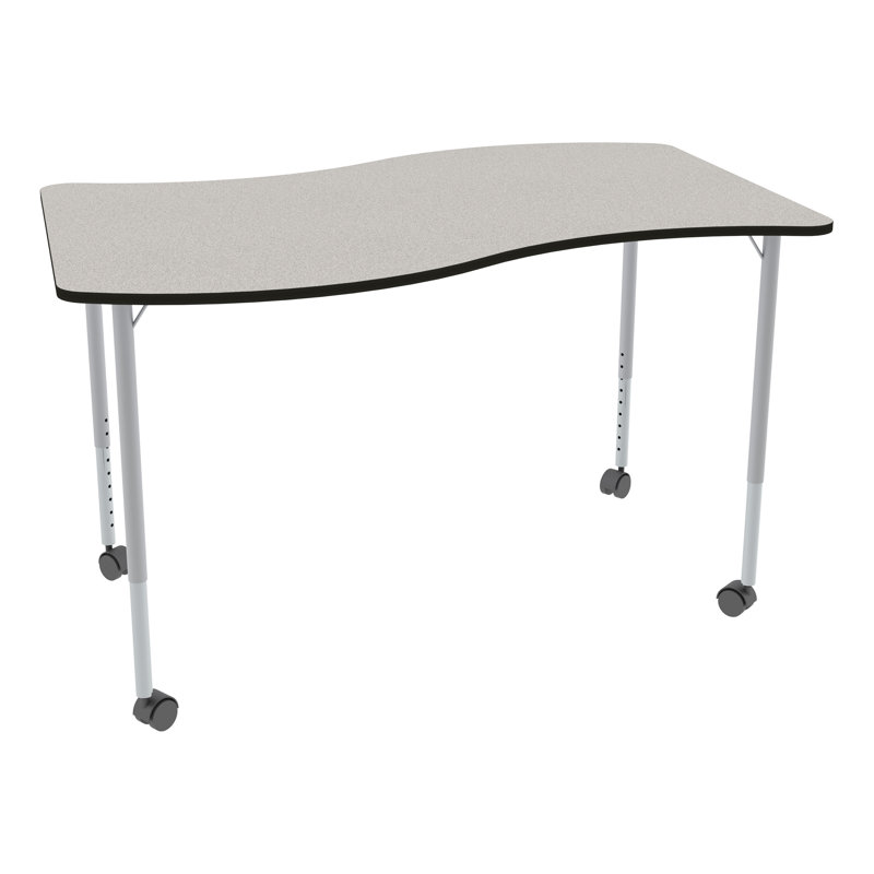 Table d'activité à hauteur ajustable avec roulettes Structure Series Wave, L 48 po x l 30 po, gris, Noir/argenté