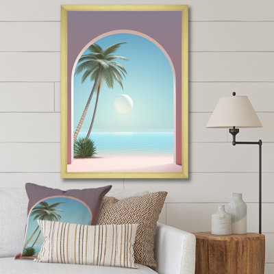 Perle paradisiaque, vue sur l'océan, paume sur toile
