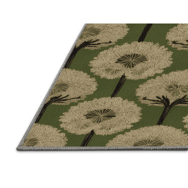 Tapis botanique brun lavable à la machine, Carré 6 pi