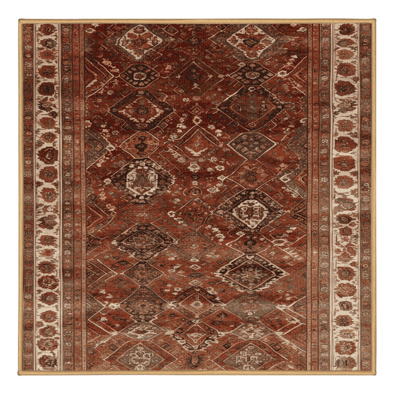 Machine Washable Persian Brown Area Rug, Square 3'
