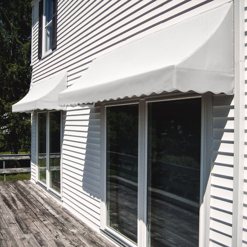 Awntech Nantucket Acrylic Fabric Fixed Awning, White, 31" H x 52.5" W x 24" D