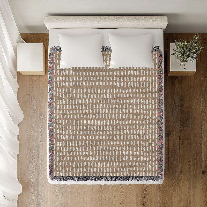 Jeté en coton à imprimé abstrait Kola, Beige, 60 x 60