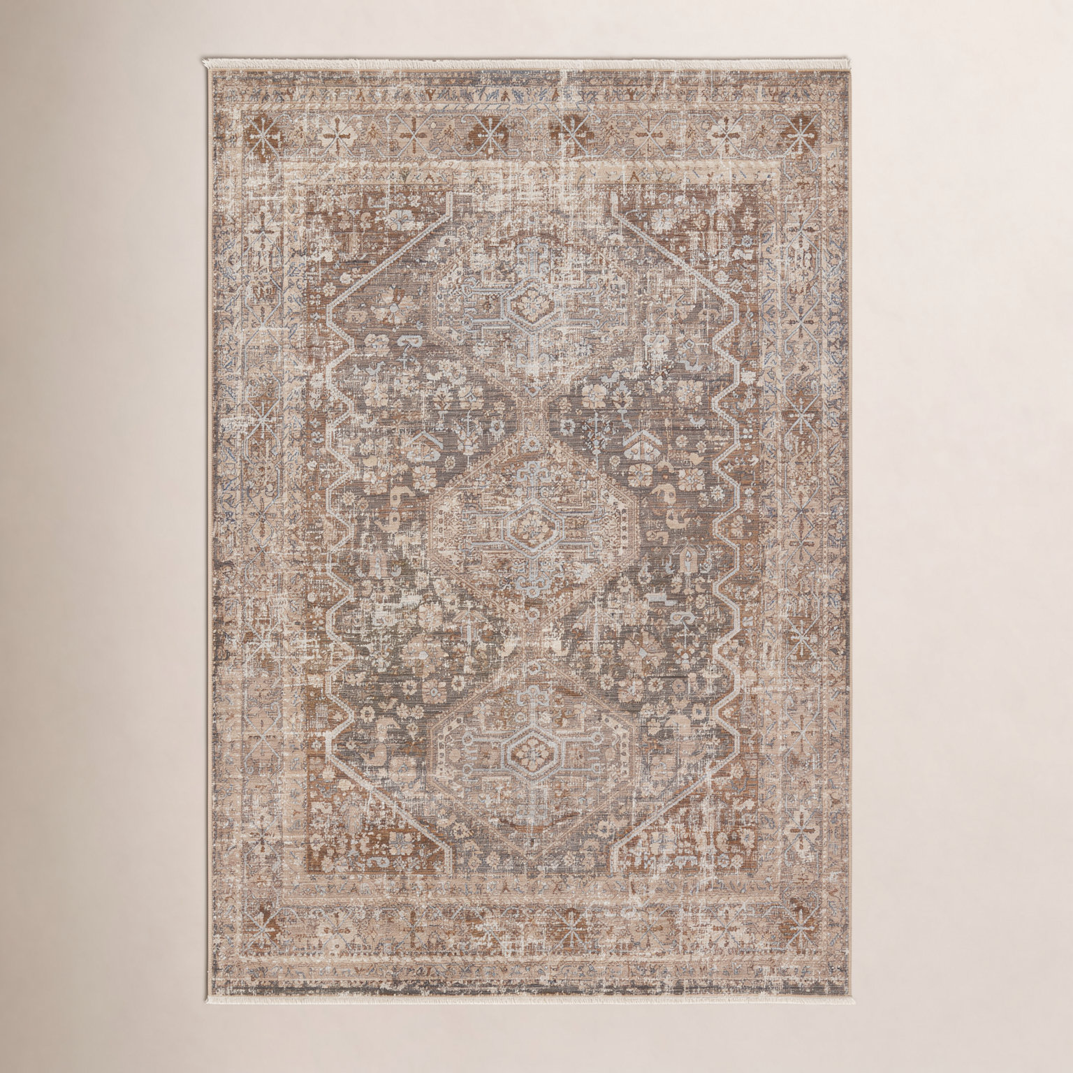Clemente Tan Taupe Oriental Rug, Rectangle 5' x 8'