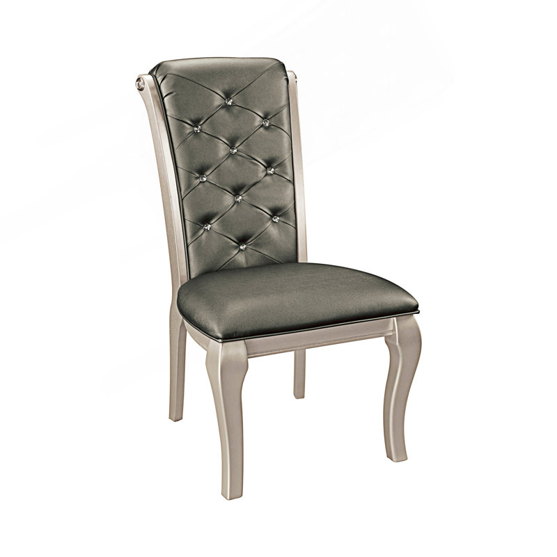 2Pc Crystal Button-Tufted Side Chairs Set