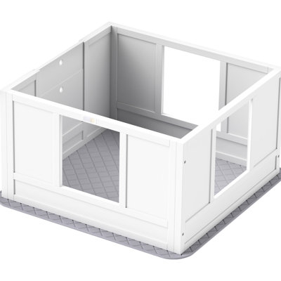 Dog Whelping Pen With Windproof Feature, Non-Slip, 33.1"X31.5"X18.9 Waterproof Pad, Clear Panels, Adjustable Entry, Non-Slip, For Small Breeds, 33.1" L X 31.5" W 18.9" H