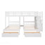 Lit superposé double au-dessus de simple et simple, lit superposé triple en bois avec tiroirs et garde-corps (blanc)-245766479