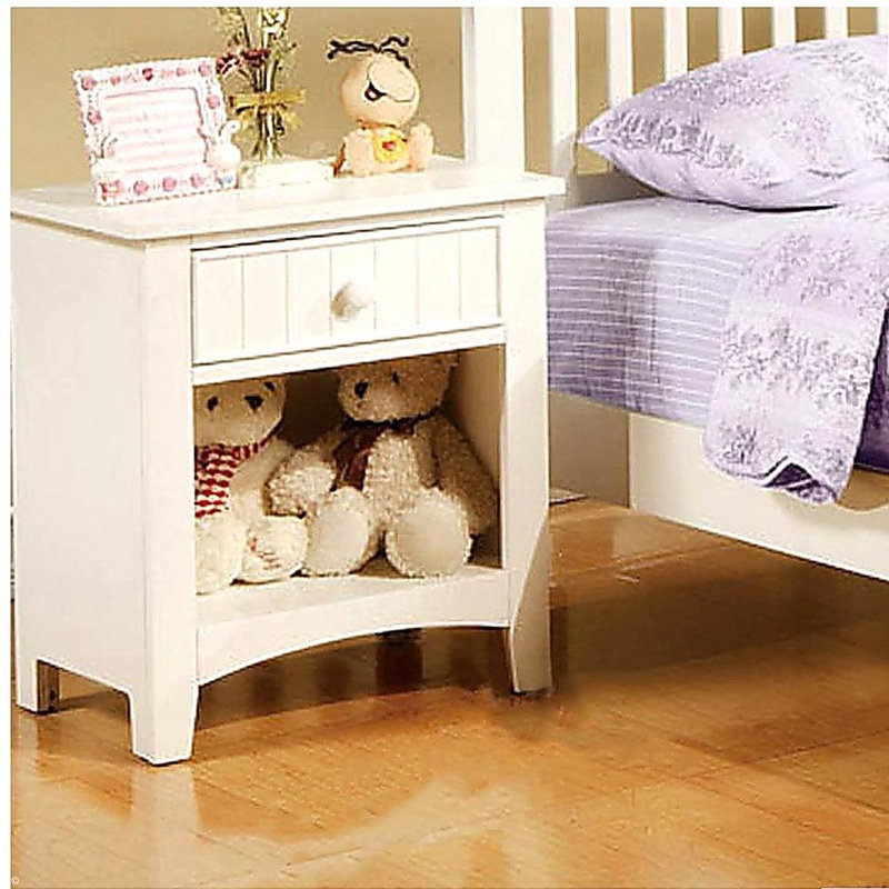 Table de chevet en bois avec tiroir blanc Karine