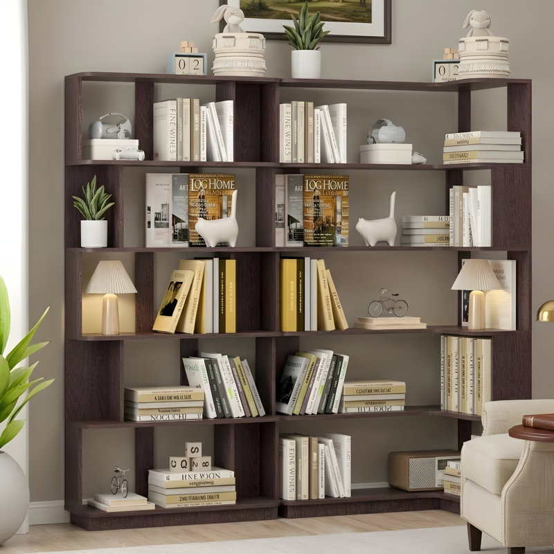 Bibliothèque modulaire en L (35 pouces + 31 pouces), Rouge sang de bœuf