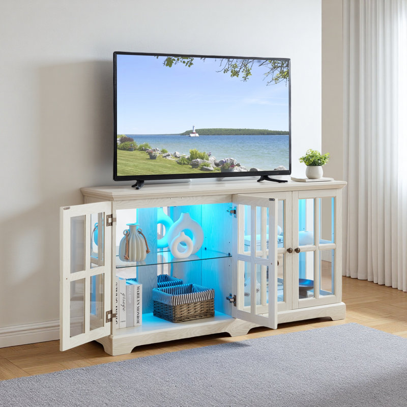 LED Curio Display Cabinet Antique Display Cabinet With Glass Doors Adjustable Shelves, White