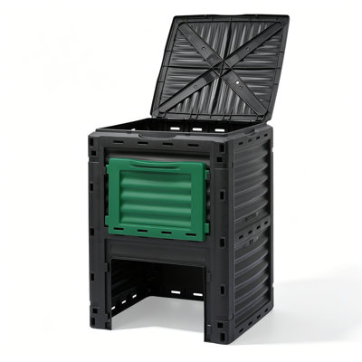 80 Gallon Outdoor Compost Bin, Large Capacity Composter Box with Gloves and Aeration System, BPA Free Material