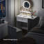 Bureau de maquillage avec miroir rond et lumières