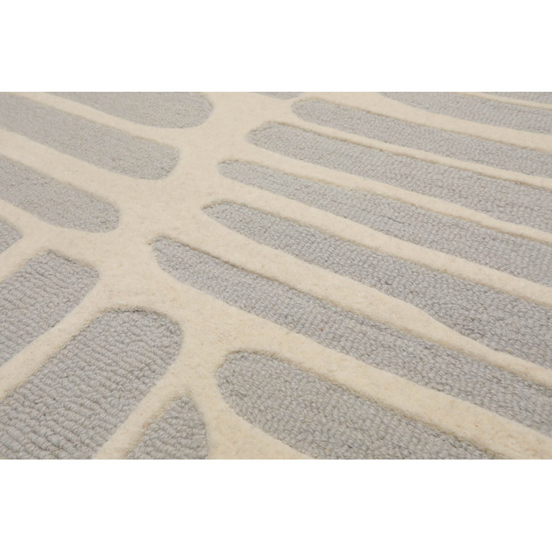 Tapis gris abstrait en laine touffeté à la main Sherika