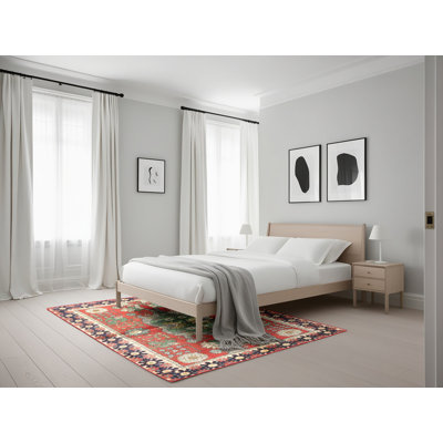 Tapis rouge/beige/noir traditionnel