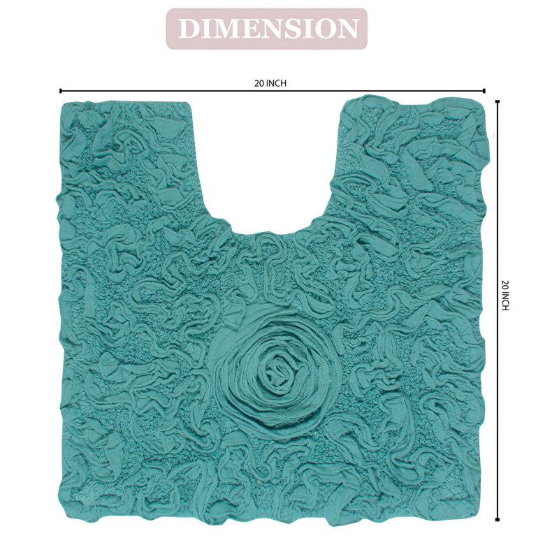 Schoenberger 100% Cotton Contour Bath Mat 20"x20", Turquoise