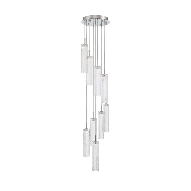 Luminaire suspendu DEL 12 po Delaney, H 196,5 po x l 36 po x P 36 po, Clair, Chrome poli