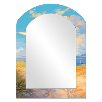Beach Tranquility Ocean In Spring II - Beach Arch Unique Wall Mirror Decor, Blue