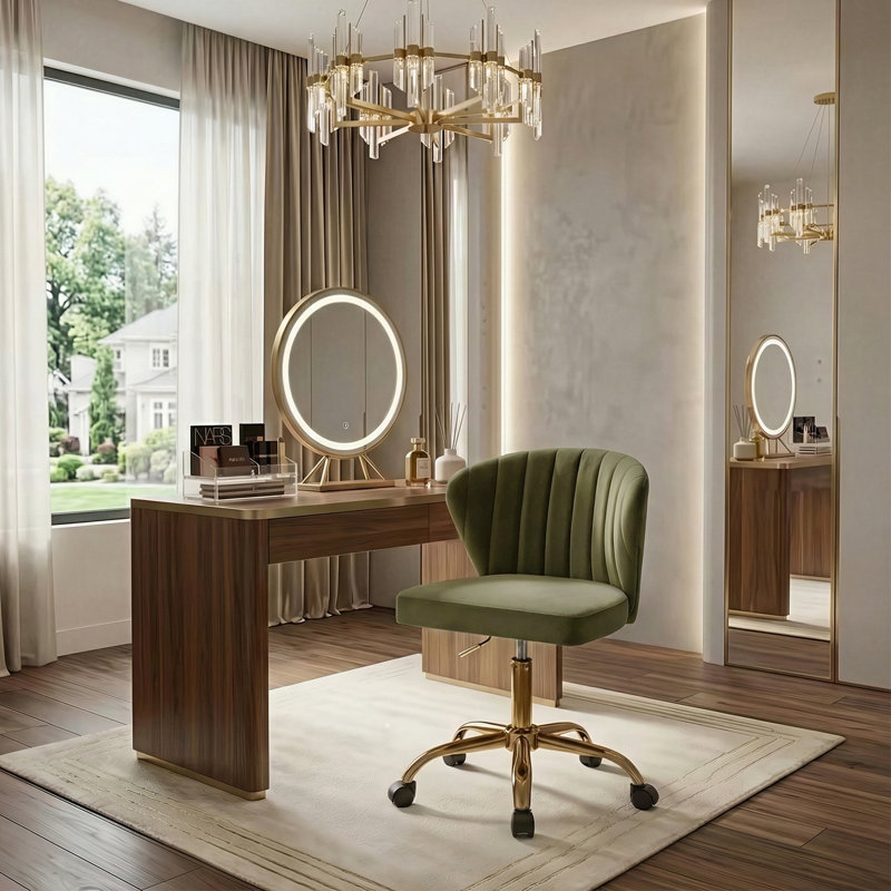 Adelynn Ergonomic Task Chair with Tufted Back, Moss