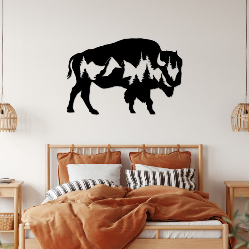 Buffalo Metal Wall Art - Wildlife Silhouette Wall Art - Bison Nature Design Sculpture - Rustic Western Wall Hanging - Modern Industrial Metal Art - Nature Inspired Home Decor - Bold Statement Art Piece
