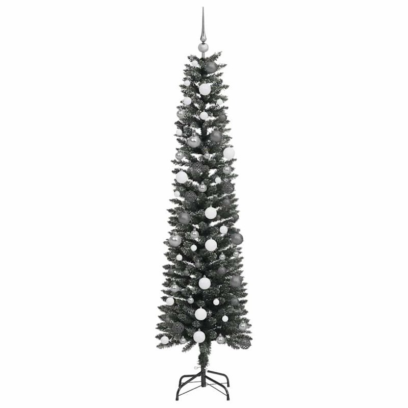 vidaXL Artificial Christmas Tree with Stand Green, White, 6.89 ft