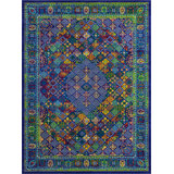 Oval Oriental Navy/Blue/Yellow Area Rug
