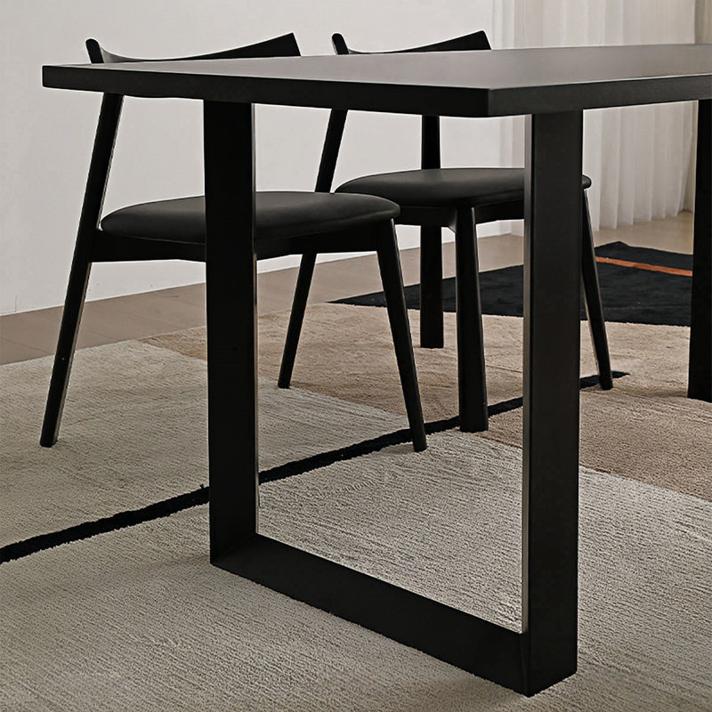Minimalist Dining Table with Rock Slab Surface, 29.5"H x 59.1"L x 31.5"W
