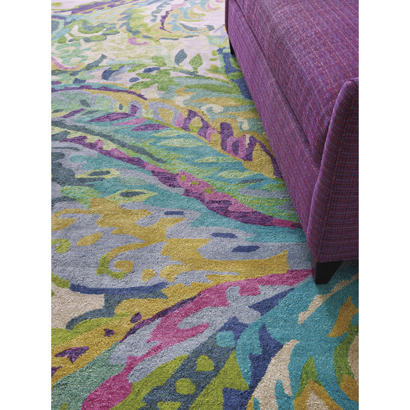 Galleria Floral Handmade Tufted Wool Blue/Green/Yellow Area Rug, Runner 2'6" x 8'